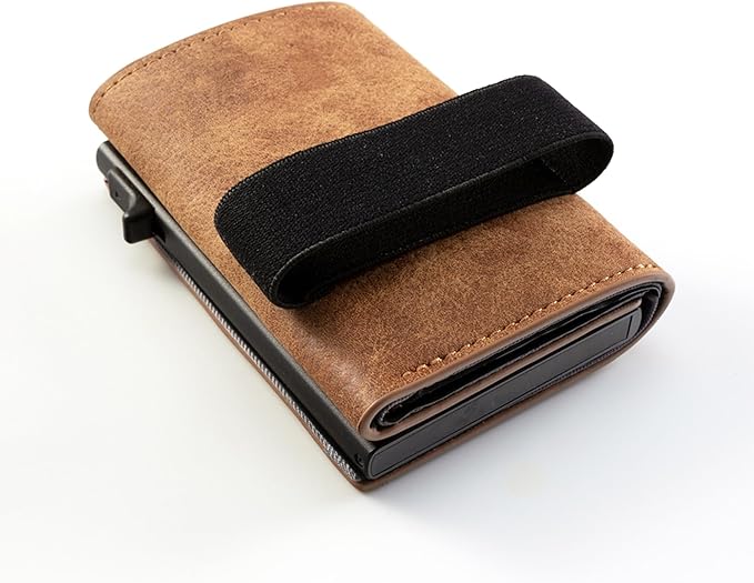 NIID Wallet for Men,Minimalist Front Pocket Wallet for Men - RFID Blocking Leather Bifold with Pop Up Card Holder, 2 ID Windows, Money Clip & Gift Box (Coffee)