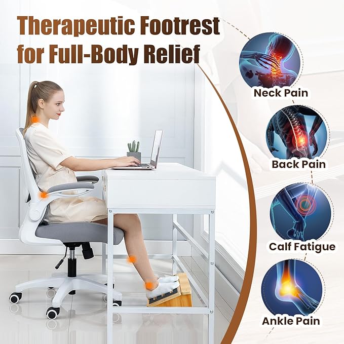 StrongTek Ergonomic Foot Rest Support, Under Desk Footrest, Non-Slip Foot Stool, 4" High, Improve Posture, Reduce Fatigue & Pain, 300lbs Capacity, Ideal for Office & Gaming, Enhance Health and Comfort