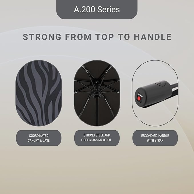 Knirps A.200 Medium Duomatic Windproof Umbrella for Adults – Automatic Open Close 38.5" Canopy, Travel Case Included