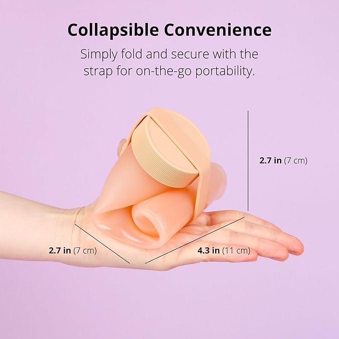 BLUE GINKGO Collapsible Water Bottle [2-Pack] – Lightweight, Foldable Silicone Bottles for Travel, Hiking, and Camping (16.9oz, Made in Korea, Peach)