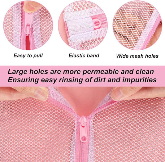 Vivifying Mesh Laundry Bags, 4pcs Durable Coarse Mesh Wash Bags with Zipper for Washing Machine, Delicates, Lingerie, Socks, Shoes and Stuffed Animals
