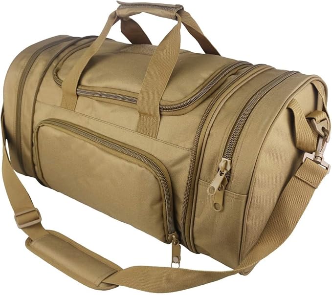 Gym Bag Duffle Bags for Men Women with Shoes Compartment Sport Weekend Travel Overnight Carry On Bag for Tactical Military Travel Work Out Bags (Tan)