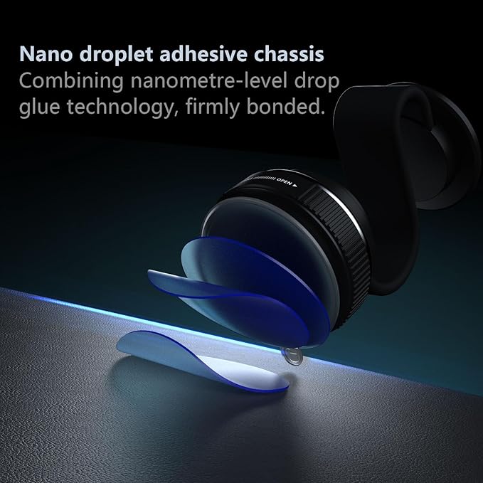 Magnetic Car Phone Holder Mount, 720° Adjustable Long Arm with Nano Gel Suction Cup, for iPhone & Android (Use Metal Plate), Universal Dashboard Windshield Phone Stand