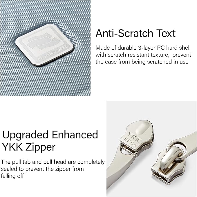 Hanke Top Opening Carry On Luggage, 20 Inch Zipperless Aluminum Frame Wide Handle Luggage, All-PC Hard Shell Trunk Suitcase with Spinner Wheels, TSA Airline Approved (Grey, 40L)