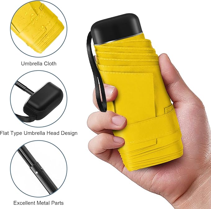 LEAGERA Compact Travel Umbrella with Case - Mini Umbrella for Purse, Small Lightweight &Tiny Design Perfect for Parasol Outdoor Sun&Rain Umbrellas