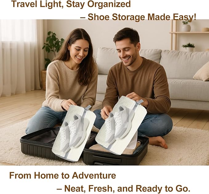 2Pcs Shoe Washing Machine Bag, Durable Laundry Shoe Bag for Washing Machine, Fluffy Fibers 360° Cleaning, Includes Liquid Shoe Brush & Travel Dust Bag, Ideal for Sneakers & Gym Shoes (White)