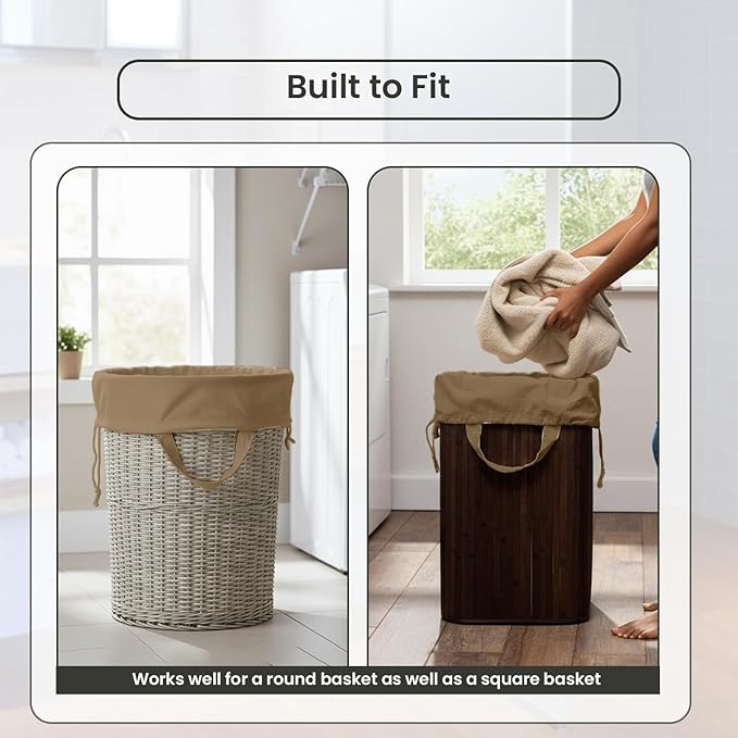 LFH Home Large Premium Cotton Canvas Laundry Bag with Drawstring and Handles Heavy Duty, Multi-Use, and Washable for Home, Travel, College or Storage 24x36 (Pack of 2)-Beige