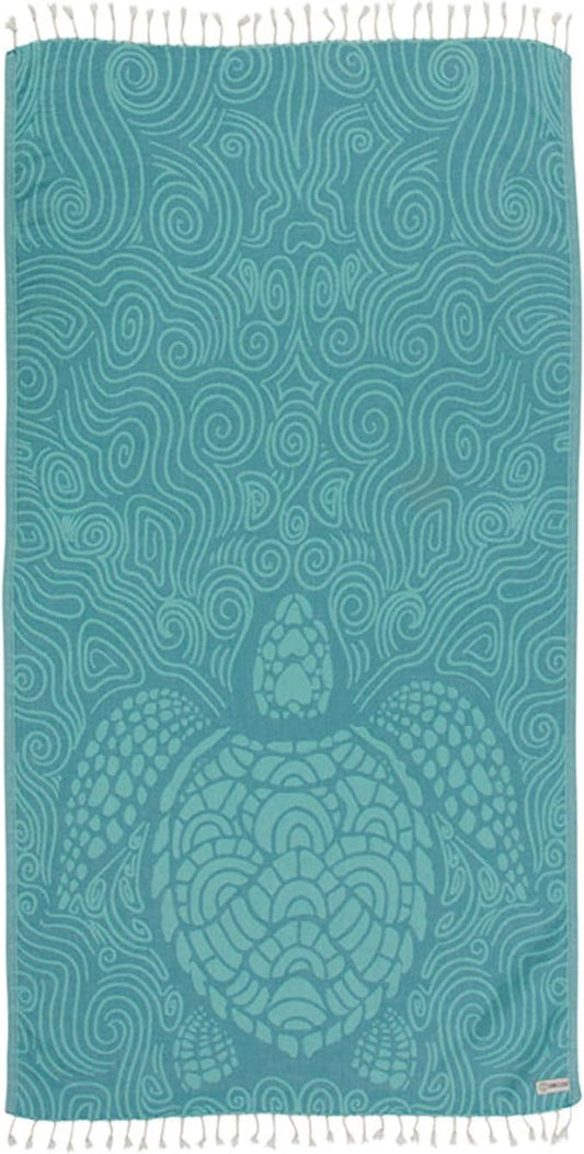 Sand Cloud Turkish Beach Towel - Sand Free - 100% Organic Turkish Cotton Yarn - Quick Dry Towel for Beach, Picnic, Blanket or Bath Towel - As Seen on Shark Tank - Marine Life (Swirl Turtle)