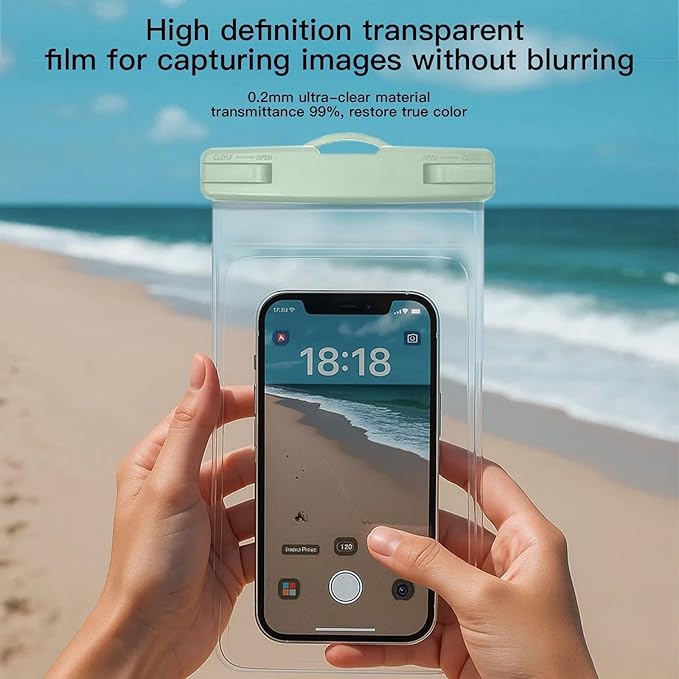 1/2 Pack Waterproof Phone Pouch Compatible with iPhone 17 16 15 Pro Max & Galaxy S24+/S23 7in Waterproof Phone Case with Lanyard,IPX8 Beach Travel Must Haves,Beach Essentials,Smoke Green,1 Pack