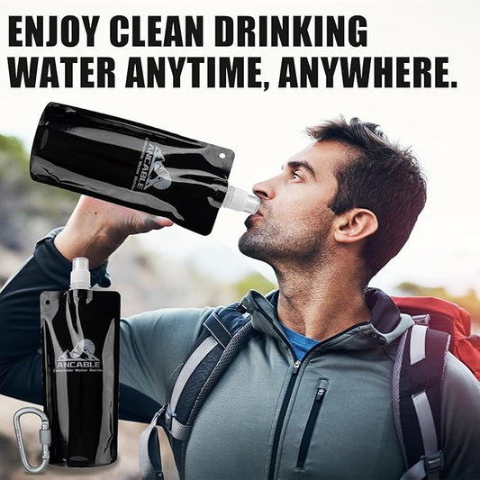 17oz Collapsible Water Bottles, 6-Pack Reusable Travel Foldable Water Bottles for Hiking Camping Running Bike, BPA-Free Water Bottle