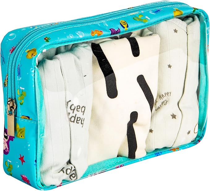 TSA Approved 5-Piece Diaper Bag Organizer Pouch Set Clear Waterproof TPU Kids Toiletry Storage Set Travel Packing Clutch Cube Bags for Baby Nursing