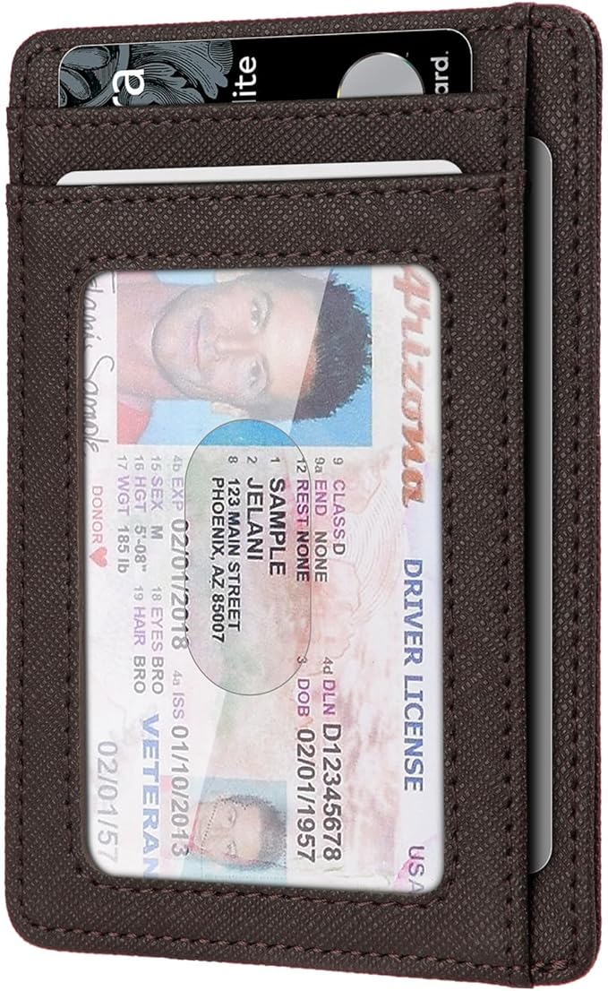 RUNBOX Slim ID Cases Minimalist Front Pocket RFID Blocking Leather Wallets for Men and Women Card Holder Wallets Gifts for men