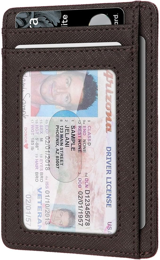 RUNBOX Slim ID Cases Minimalist Front Pocket RFID Blocking Leather Wallets for Men and Women Card Holder Wallets Gifts for men