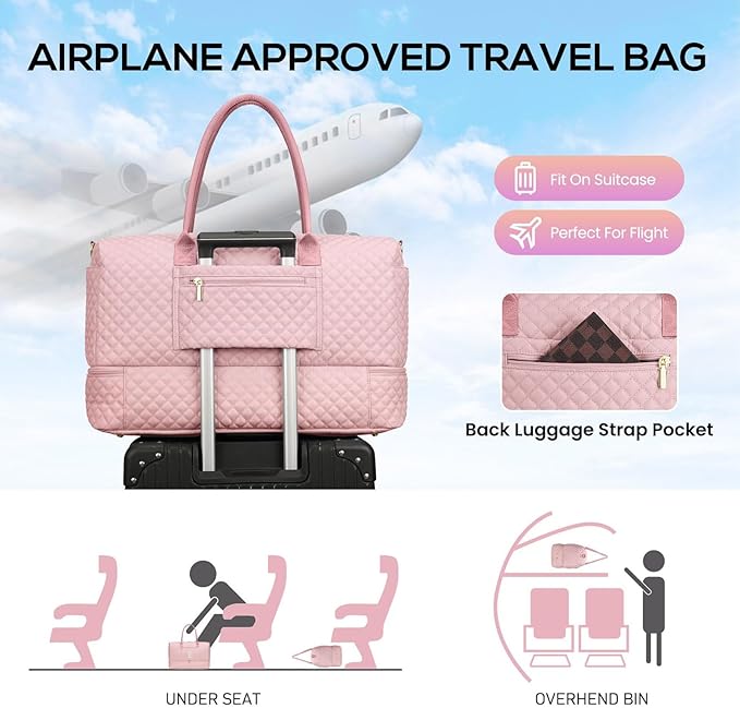 Letter Weekender Bags for Womens - Duffle Bag with Shoe Compartment Personalized Overnight Bag with Toiletry Bag Duffel Bags for Gym Hospital Bags Gift for Women Pink (Letter E)