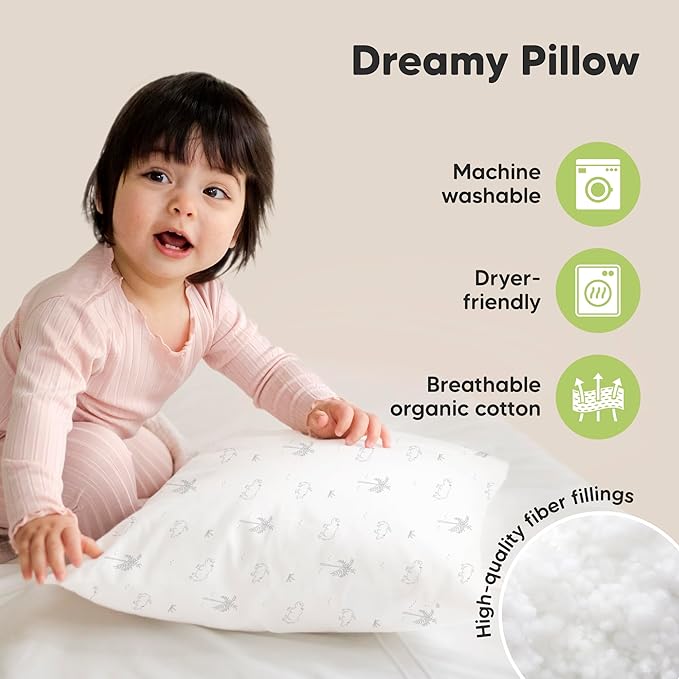 KeaBabies 2-Pack Toddler Pillow 13x18 - Soft Organic Cotton Kids Travel Bed Pillows for Sleeping, School, Nap, Machine Washable, Toddlers 2 to 5, Pillowcase Sold Separately (Wild Horns)
