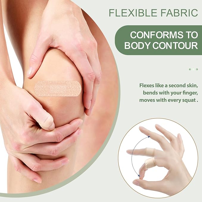 Silicone Adhesive Bandages Small Sizes for Sensitive Fragile Skin 1"x3" 50 Count Flexible Fabric Latex Free Hypoallergenic Breathable Bandages for Adhesive Allergy Wounds