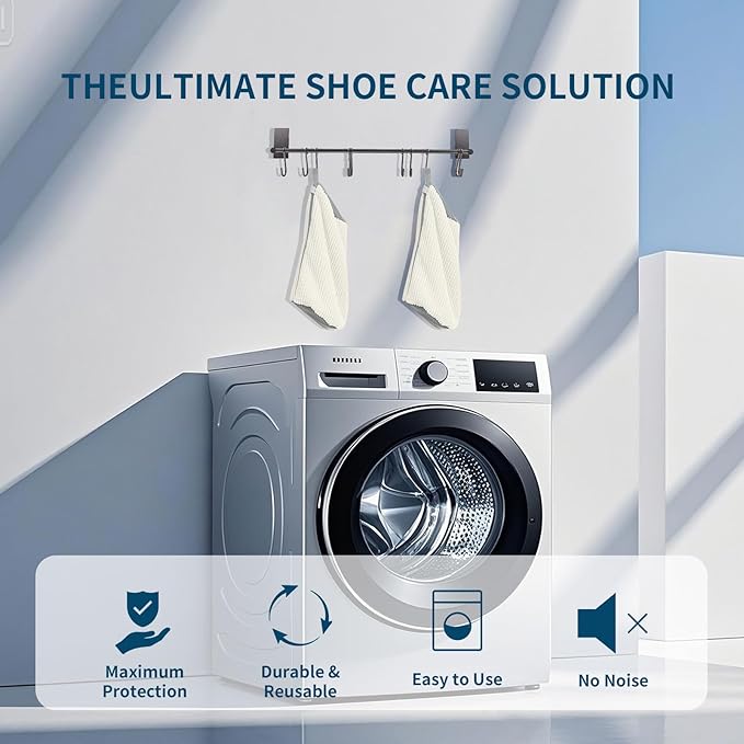 Shoe Washing Machine Bag: Laundry Shoe Bag for Washer and Dryer - 2pc Durable Hidden Zipper Reusable Shoe Cleaning Bag for Sneaker Tennis Shoes, Fluffy Fibers Keep 360° Wrap-around Cleaning