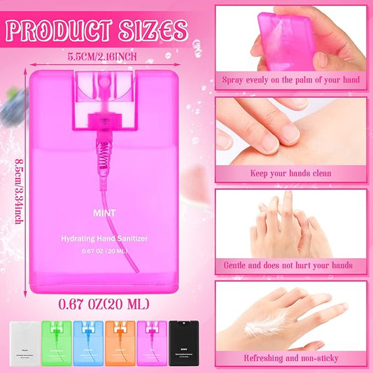 6 Pack Hand Sanitizer Spray Bulk Travel Size Hand Sanitizer Spray Mini Hydrating Pocket Gifts for Coworker Staff Teacher Holiday Favor(Clear,Classic)