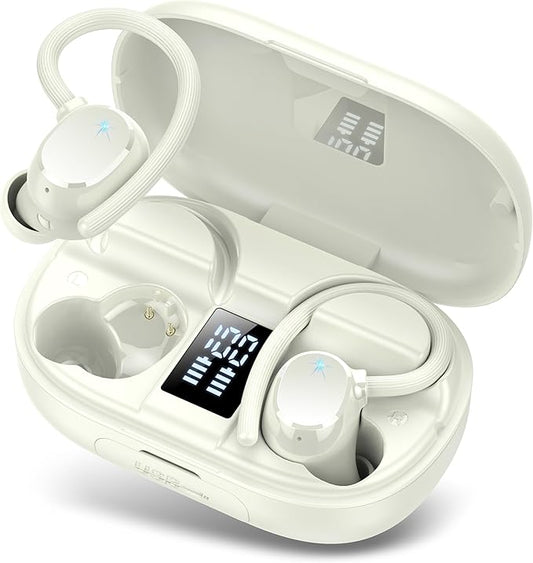 Ear buds Wireless Bluetooth Earbuds Sport 2025 NEW Bluetooth 5.3 Headphones 128H Playtime with LED Display Powerful Bass Over Ear Earphones with Earhooks IP7 Waterproof for Gym/Running/Workout