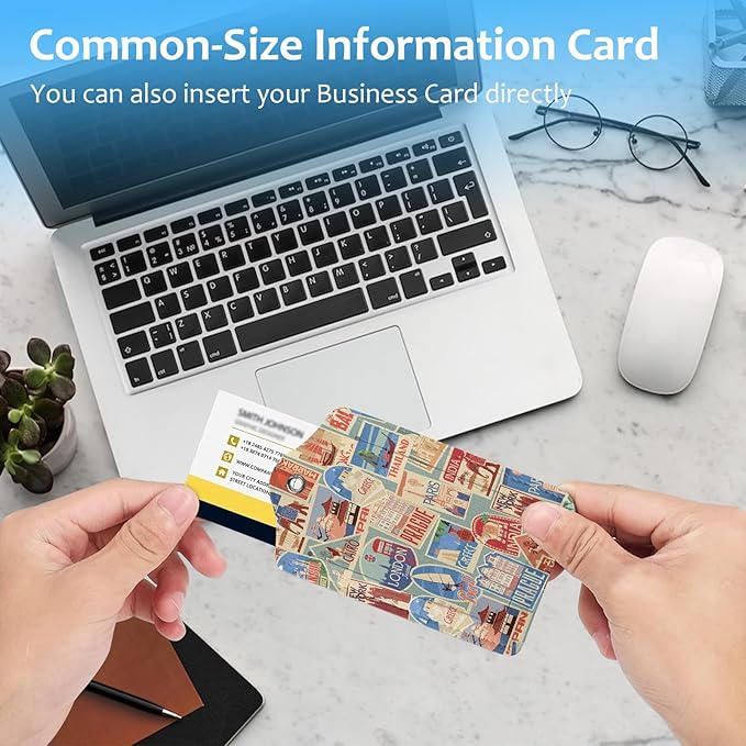 2 Pack Luggage Tag for Suitcase,City Travel Stamps Luggage Tag with PU Leather Privacy Cover ID Label & Stainless Steel Loop for Women Men Travel Bag Suitcase