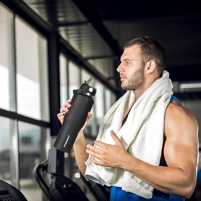 HYDROWION Stainless Steel Water Bottles,Insulated Water Bottle 40 oz (Cold 48 hrs, Hot 24 hrs), Water Tumbler with Leak Proof Straw Lid, Spout Lid and Flex Cap,Double Wall Travel Tumbler Cup, Mint