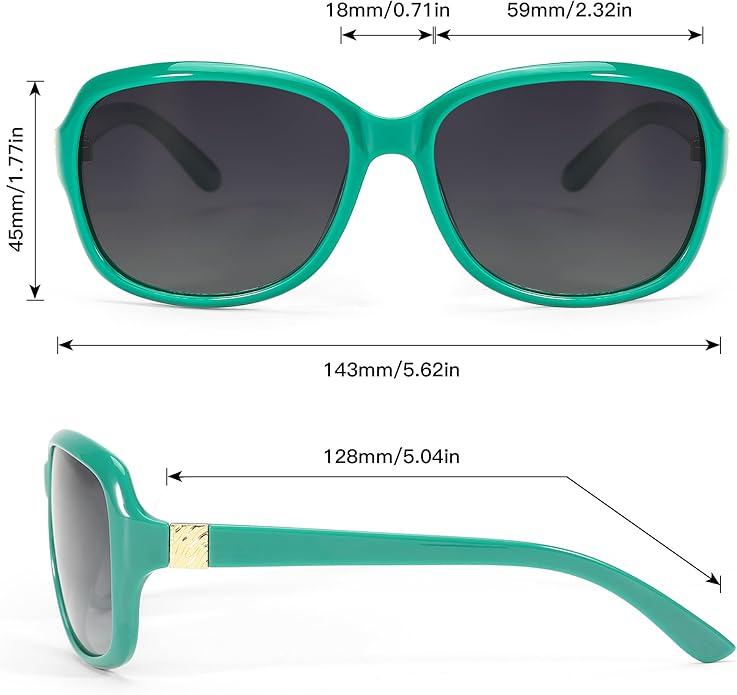SIPHEW Polarized Sunglasses for Women | Vintage Square Sunglasses w UV400 Protection | Womens Wraparound Shade
