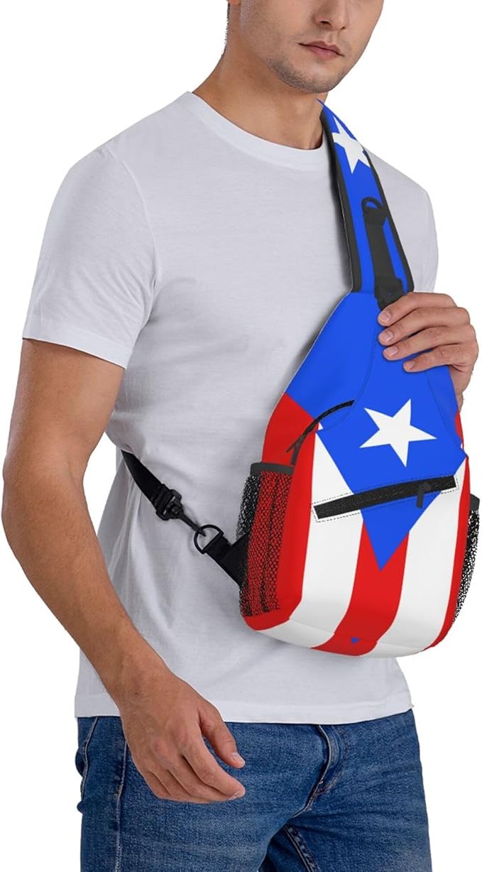 GJXFLSY Puerto Rico flag Sling Backpack Crossbody Bag Casual Chest Bags Travel Hiking Daypack Shoulder Bag for Women Men