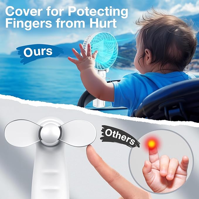 VersionTECH. Portable Handheld Fan, Powerful+Durable+4000mAh+180° Foldable, Mini Table Fans with USB Rechargeable Battery Operated Cooling Accessories for Personal Use, Travel, Office White