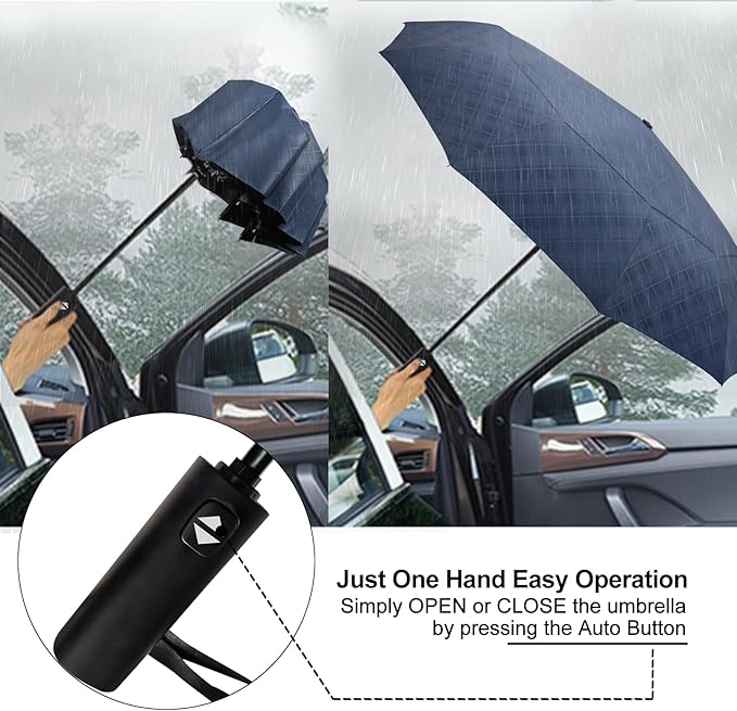 Satol 46/54/62 Inch Large Golf Umbrella, Windproof 10 Ribs Automatic Open/Close Oversize Double Canopy Vented Portable Folding Travel Umbrellas, UPF 50+ Sun & Rain Compact Umbrellas for Outdoor