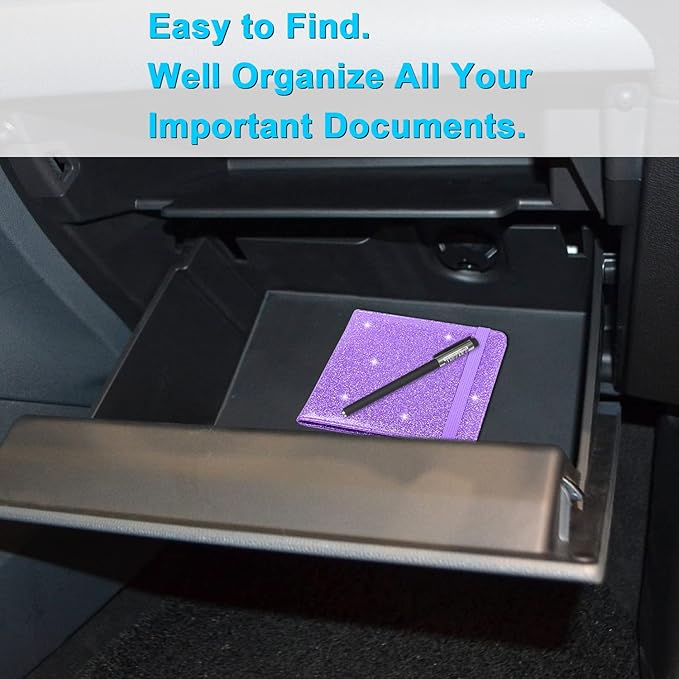 Wisdompro Small Car Registration and Insurance Documents Holder - Premium PU Leather Vehicle Glove Box Paperwork Wallet Case Organizer for ID, Driver's License, Key Contact Information Cards