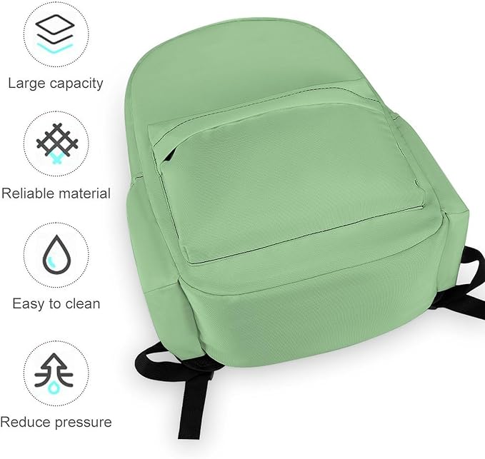 Pale Luxury Green Backpack Adult Travel Daybag for Women Men College Backpack for Vacation Hiking Camping Bag