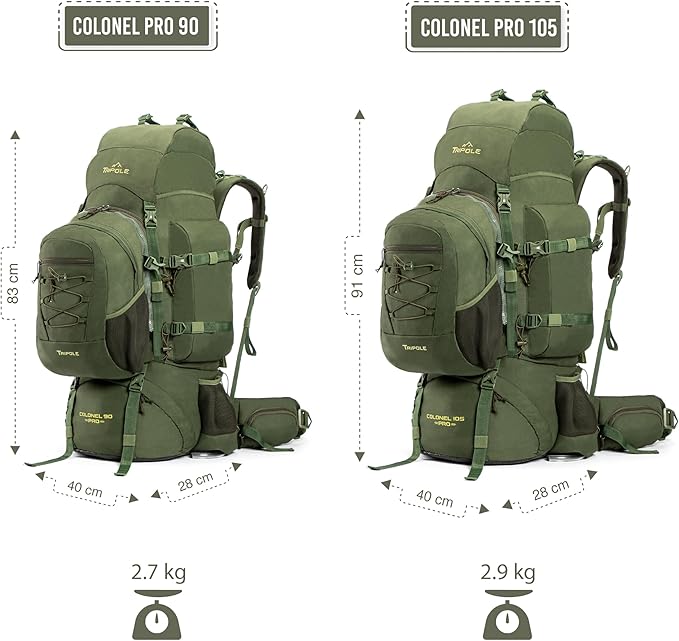 Tripole Colonel Pro Metal Frame Rucksack Front Opening Detachable Bag Rain Cover 3 Year
