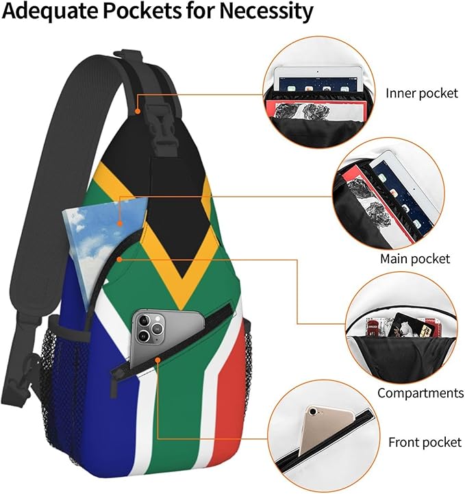GJXFLSY South Africa Flag Sling Backpack Crossbody Bag Casual Chest Bags Travel Hiking Daypack Shoulder Bag for Women Men