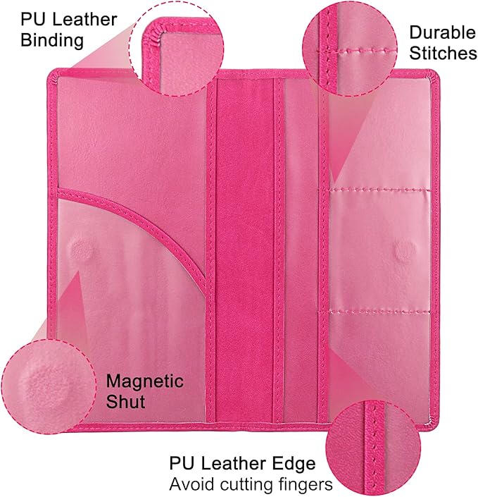 Premium Car Registration & Insurance Card Holder with Magnetic Shut, Vehicle Glove Box Car Organizer - For Documents, Cards, License (Rose red)