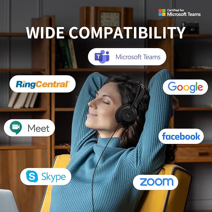 Yealink UH37 Professional USB Headset with Microphone for PC Laptop Noise Cancelling & Volume Control VoIP Skype MS Teams Online Conference(USB-A)