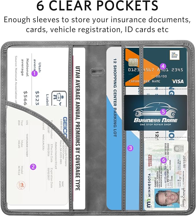 CoBak Car Registration and Insurance Holder - Vehicle Glove Box Car Organizer,Auto Truck Comparment Accessories Case with Magnetic Closure for Driver License,Cards
