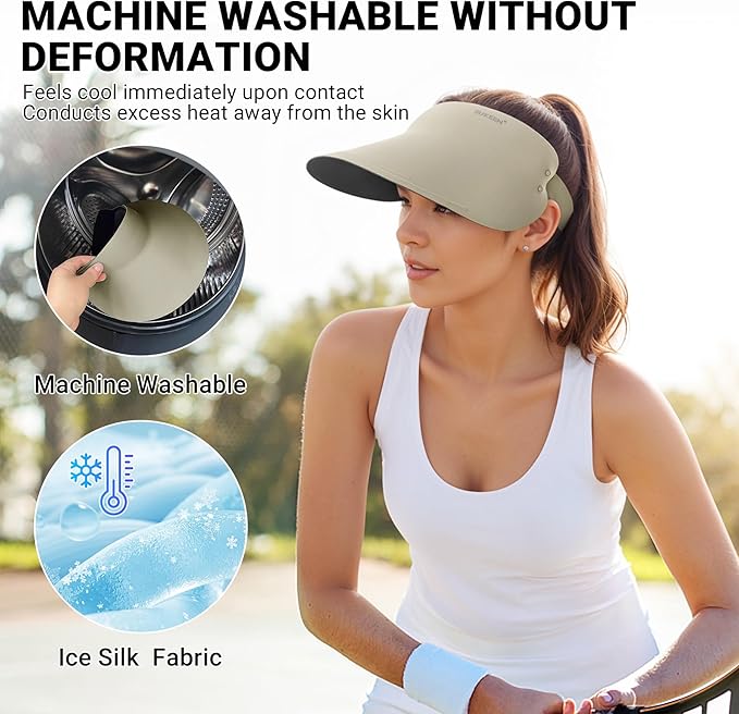 Sukeen Wide Brim Sun Visor Hat for Women Men,UPF50+ Seamless Sun Hats Foldable Ponytail Beach Hats for Daily Outdoor Sport