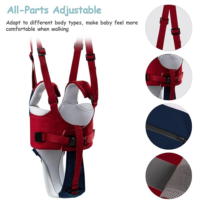 Baby Walking Harness Handheld Baby Walker Assistant Belt Adjustable Toddler Infant Safety Harnesses Standing Up Walking Learning Helper with Detachable Crotch for 9-24 Month (DarkBlue Owl)