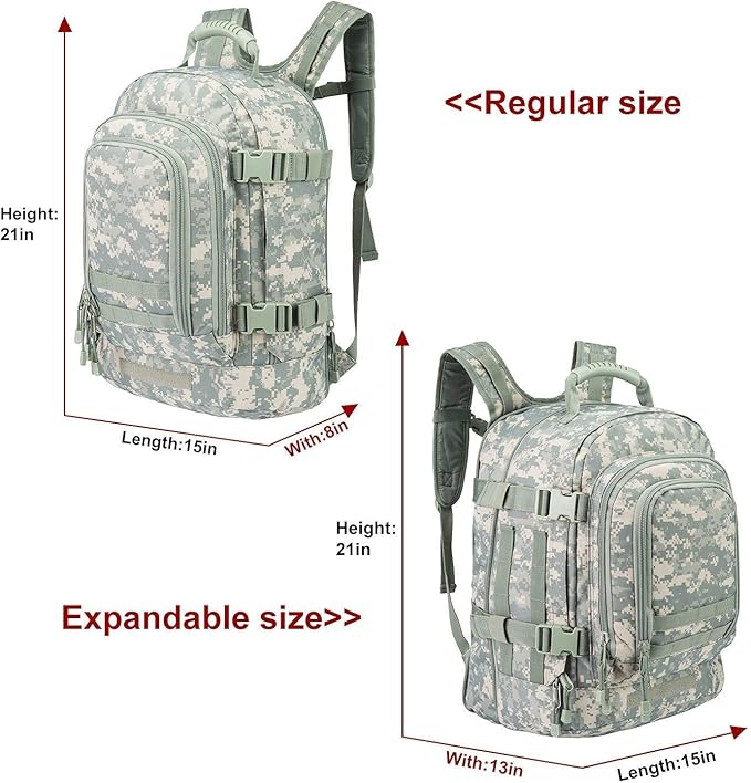 Greencity Laptop Backpacks Tactical 3 Day Expandable Bug Out Bag Classic Case Travel Hiking，ACU