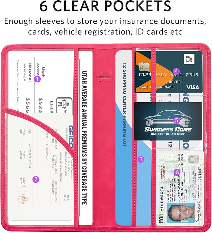 CoBak Car Registration and Insurance Holder - Vehicle Glove Box Car Organizer,Auto Truck Comparment Accessories Case with Magnetic Closure for Driver License,Cards