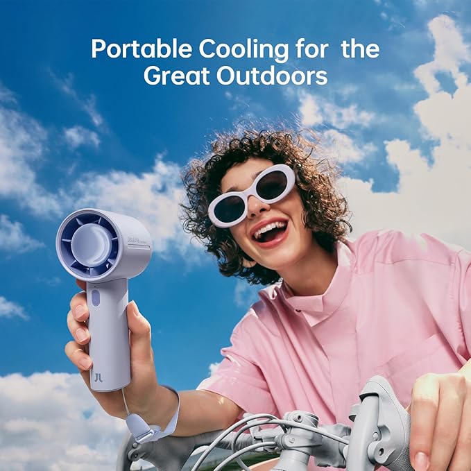 JISULIFE Portable Handheld Fan, 4000mAh Rechargeable Mini,Up to 22 Hours Cooling,5 Speed Strong Wind, USB Personal Fan for Travel Outdoor Camping Beach Makeup（Blue）