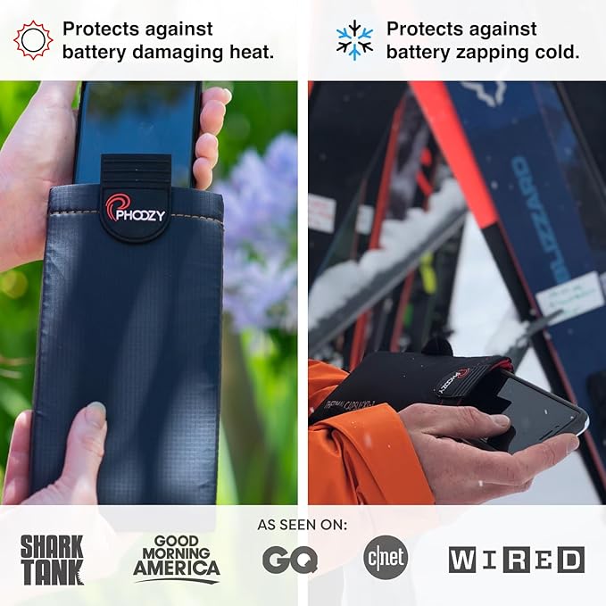 PHOOZY XP3 Ultra-Durable Thermal Phone Case for Extreme Cold | Insulated Phone Case Extends Battery Life 4X | Snowboard & Ski Gear | As Seen on Shark Tank | Large - Black