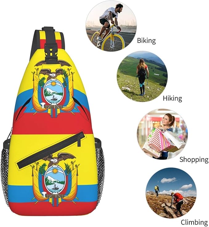 Ecuador Flag Sling Bag Multipurpose Crossbody Sling Backpack Travel Cycling Hiking Shoulder Bag For Women Men
