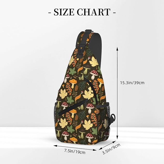Botanical Mushroom Sling Backpack Crossbody Bag Casual Chest Bags Travel Hiking Daypack Shoulder Bag for Women Men
