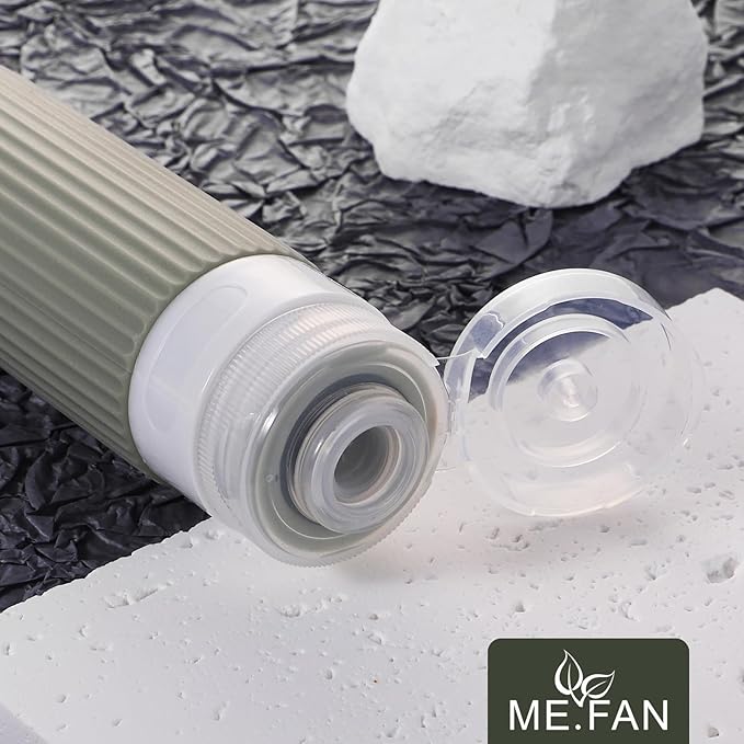 ME.FAN Travel Bottles for Toiletries, TSA Approved 3oz Silicone Journey Size Containers, Portable Split Bottle for Conditioner, Shampoo, Lotion- 4 Pack Morandi