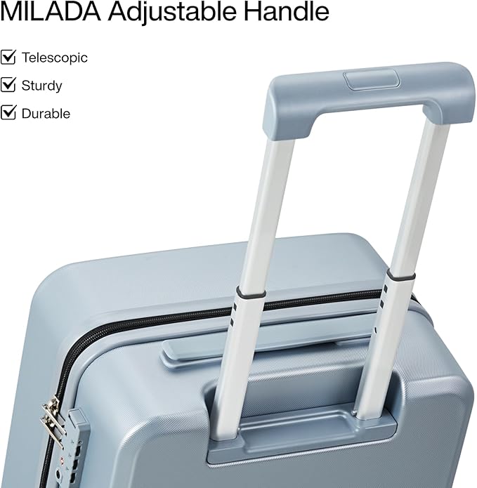 MILADA Underseat Carry On Luggage with Wheels 16 Inch Small Suitcase Personal Item Underseat Carry On Bag TSA Approved Carry On Luggage Hard Shell Suitcases Mini Travel Luggage, Grey