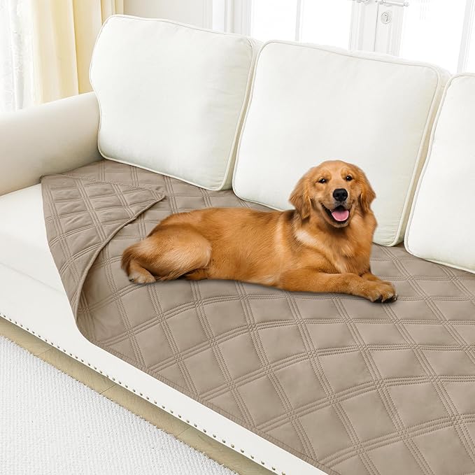 Smiry Waterproof Dog Bed Cover Blanket 30x70, Soft Reversible Pet Blanket, Washable Leakproof Cats Dogs Couch Cover for Sofa, Couch, Furniture, Lattice, Taupe/Taupe
