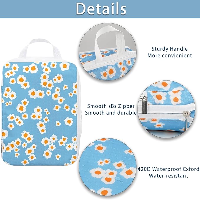 8 Pcs Compression Packing Cubes for Travel, Lightweight Waterproof Luggage Organizer Bags Set, Washable Packaging Cubes for Women Backpack Carry-On Suitcases