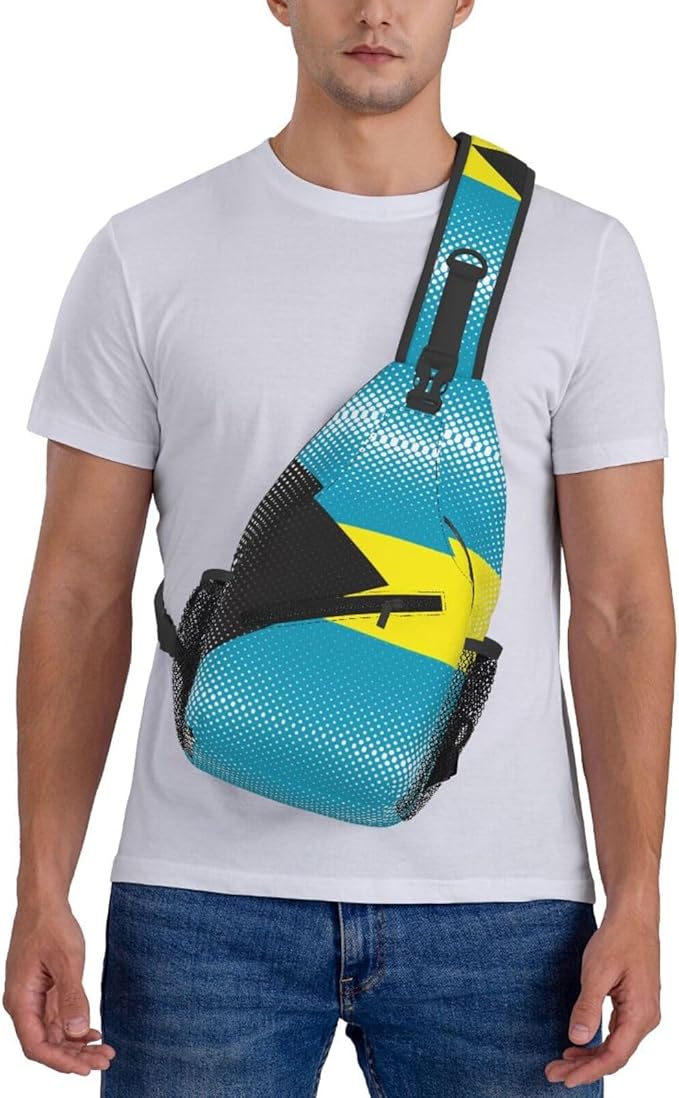 Bahamas Flag Sling Bag Multipurpose Crossbody Sling Backpack Travel Cycling Hiking Shoulder Bag For Women Men
