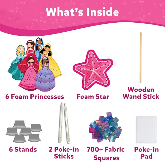 Skillmatics Poke-in Art - Magical Princesses, Mess-Free Fun for Kids, DIY Wood Craft Kits, Creative Activity, Christmas Gifts for Girls & Boys Ages 4, 5, 6, 7, 8, 9